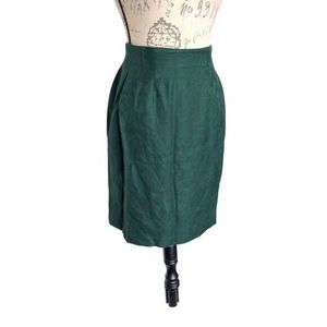 Womens Skirt Size 6 Petite Floral Christmas Holiday Slit Office Workcore Green